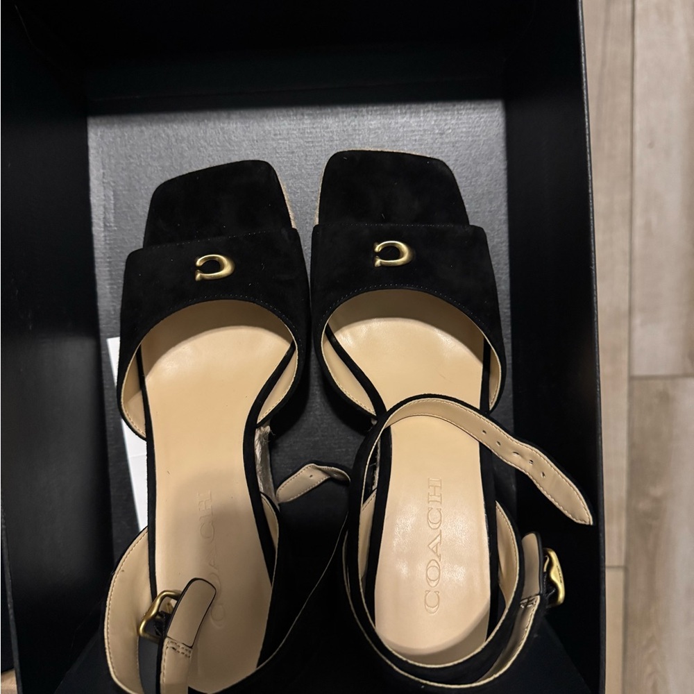 Coach Black Women's Espadrilles Wedges Size 7 NWT